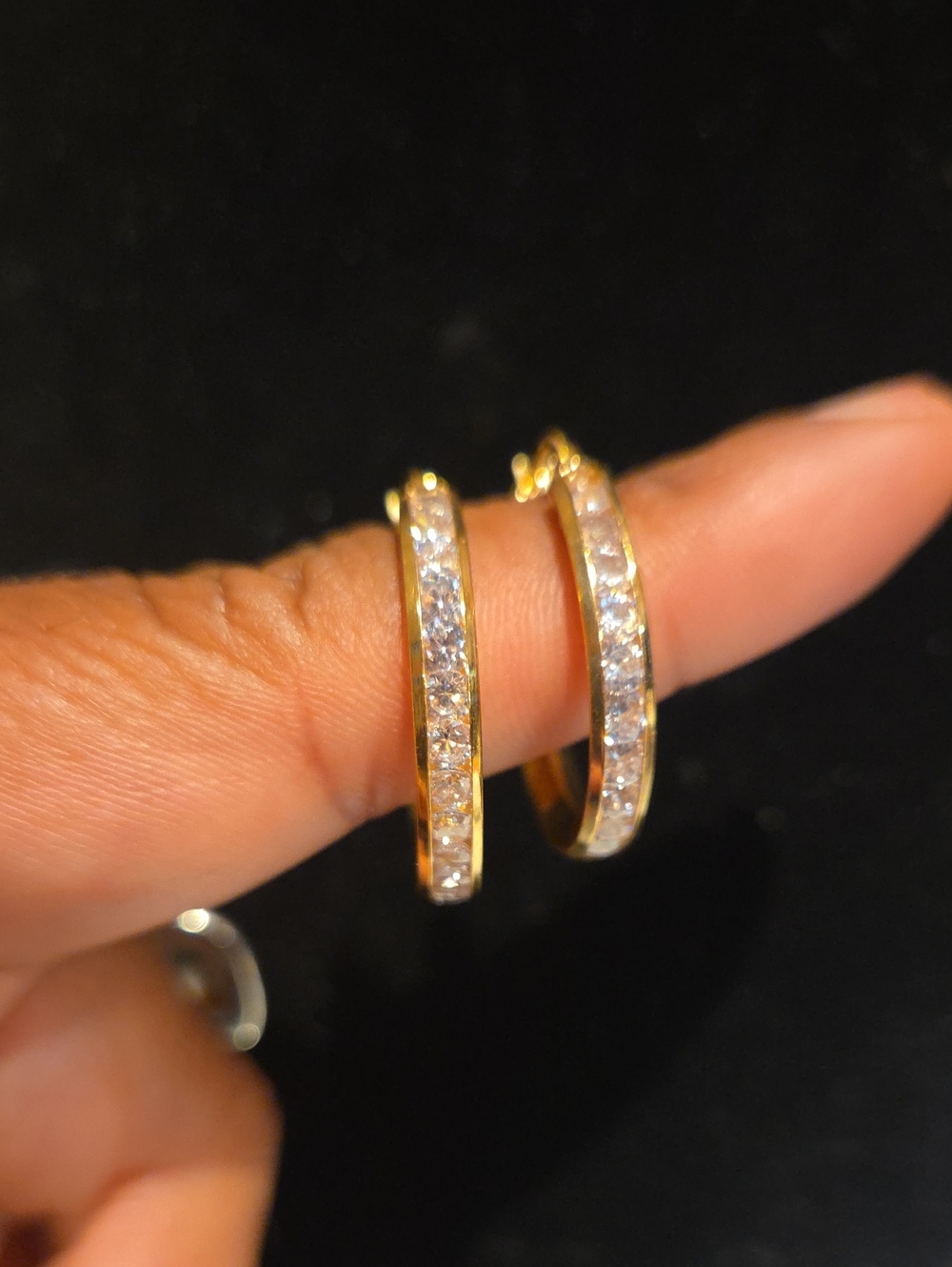 Gold Crystal Hoop Earrings - Classic Sparkle